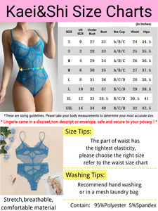 Kaei&Shi Floral Lace Bodysuit,Underwire,Cutout Waist,Snap Crotch,Teddy Lingerie for Women