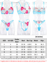 Load image into Gallery viewer, Kaei&amp;Shi Floral Embroidered, Sheer Mesh, High Leg Thong, 2 Pieces Lingerie Set
