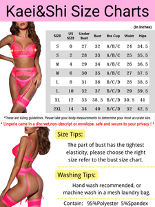 Kaei&Shi Garter Lingerie For Women,Sexy Lace Lingerie,Sheer Matching 4 Piece Lingerie Set