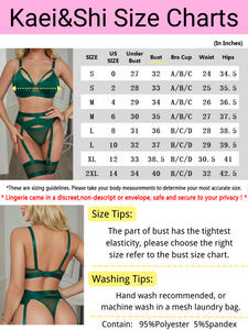 Kaei&Shi Garter Lingerie For Women,Sexy Lace Lingerie,Sheer Matching 4 Piece Lingerie Set