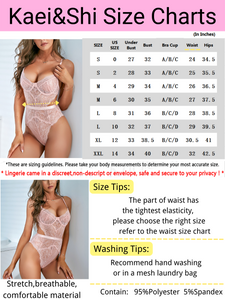 Kaei&Shi Floral Lace Bodysuit,Underwire,Cutout Waist,Snap Crotch,Teddy Lingerie for Women