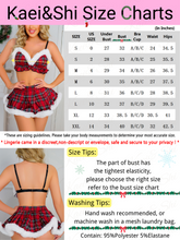 Load image into Gallery viewer, Kaei&amp;Shi 2Pc Sexy Christmas Outfits , Pleated Skirt, White Fuzzies, Ruffle Trim
