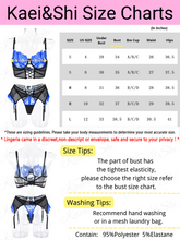 Load image into Gallery viewer, Kaei&amp;Shi Corset Style Lacing, Fishnet Floral Lace, 3 Piece Two Tone Garter Set
