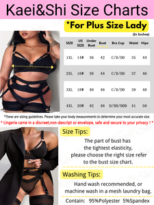 Kaei&Shi Plus Size Stretchy Mesh, Wide Strappy, High Waisted Garter Lingerie