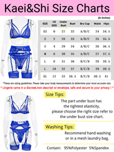 Load image into Gallery viewer, Kaei&amp;Shi 4 Piece,Strappy Triangle Bralette,Thong,Thigh Bands,Garter Lingerie Set
