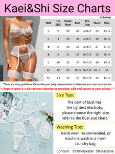 Kaei&Shi Fishnet Chain Lingerie, Strappy, Underwire, Thong, Thigh Cuff, 4 Pieces