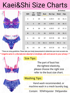 Kaei&Shi Garter Lingerie For Women,Sexy Lace Lingerie,Sheer Matching 4 Piece Lingerie Set