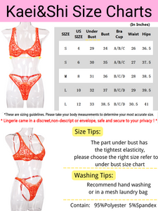 Kaei&Shi Ruffle Embroidered Mesh Lace Lingerie,Underwire Sheer Matching Two Piece Lingerie Set